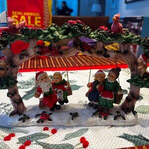 Unbranded Christmas Tree Shops Polyresin Santa, Mrs. Claus, & Children on Swings